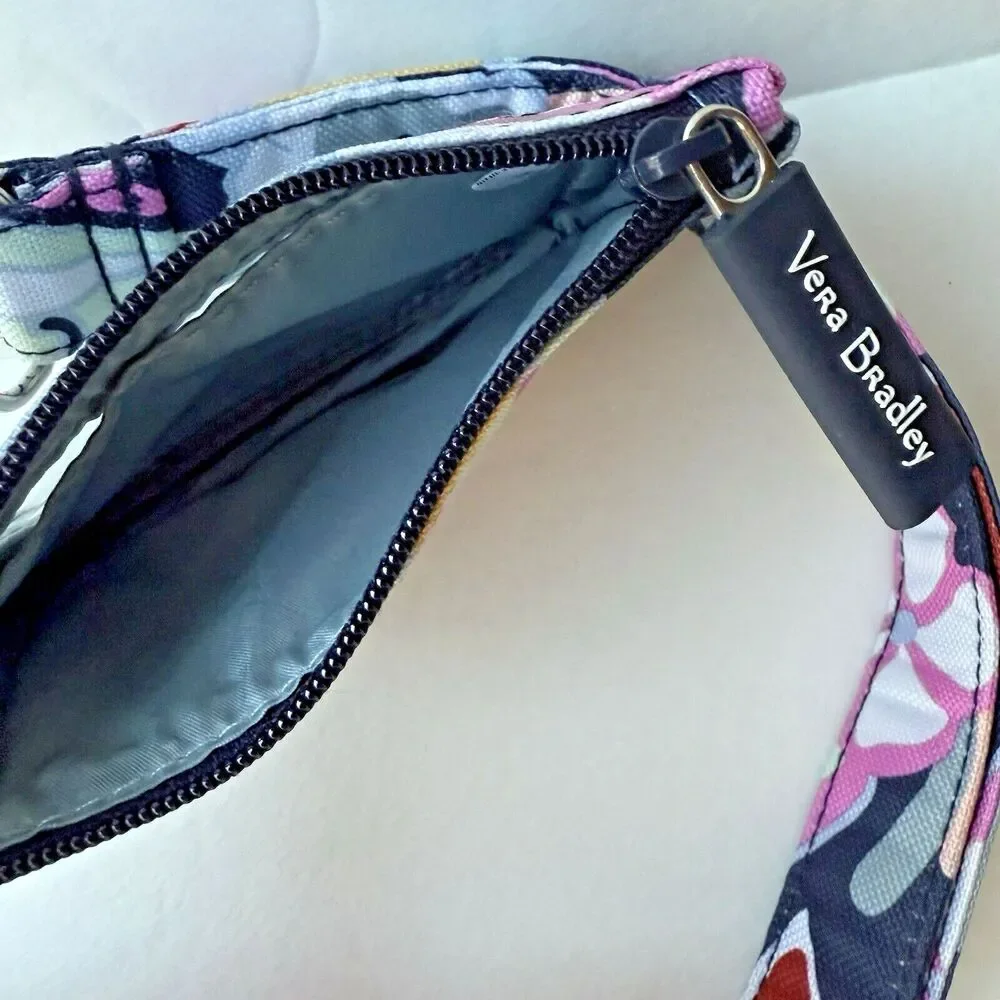 Vera Bradley Id Case W/ Detachable Lanyard Mod Paisley Zip College Key Card EUC